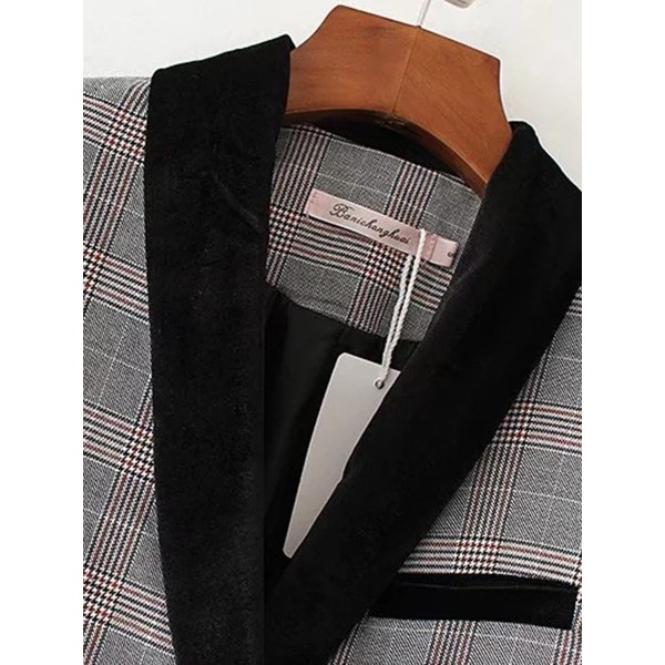 Lapel Button Loose Color Block Blazer