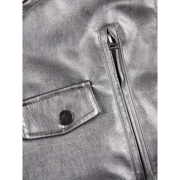 Short Silky Zipper Lapel Cool Women's Jacket