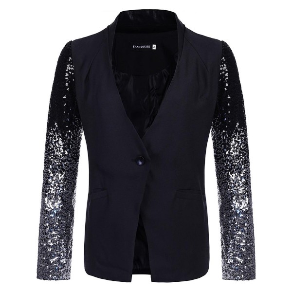 Sequins Gradient Asymmetric Slim Women's Blazer