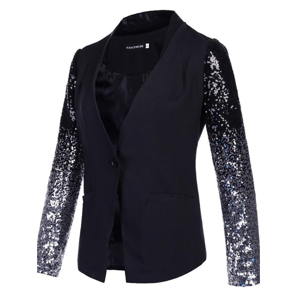 Sequins Gradient Asymmetric Slim Women's Blazer