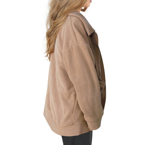 Zipper Loose Long Sleeve Lapel Women's Jacket