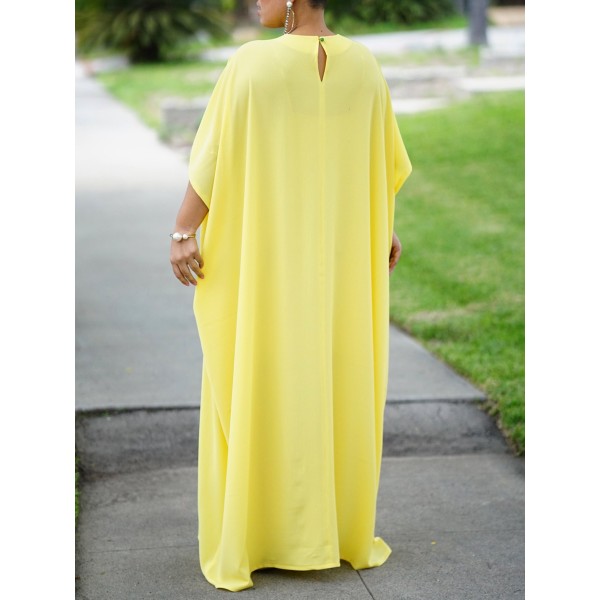 Women's Oversize Pure Color V-Neck Maxi Dress