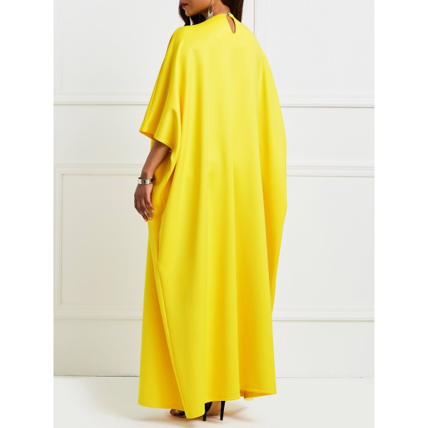 Women's Oversize Pure Color V-Neck Maxi Dress