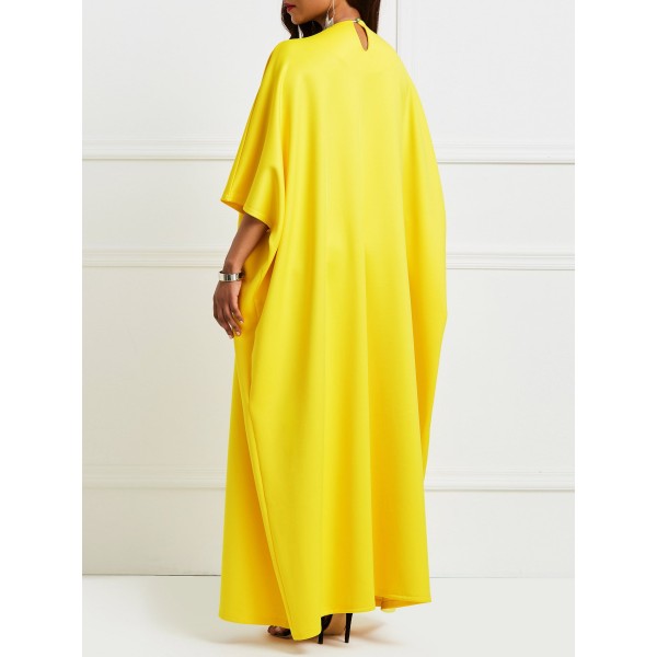 Women's Oversize Pure Color V-Neck Maxi Dress